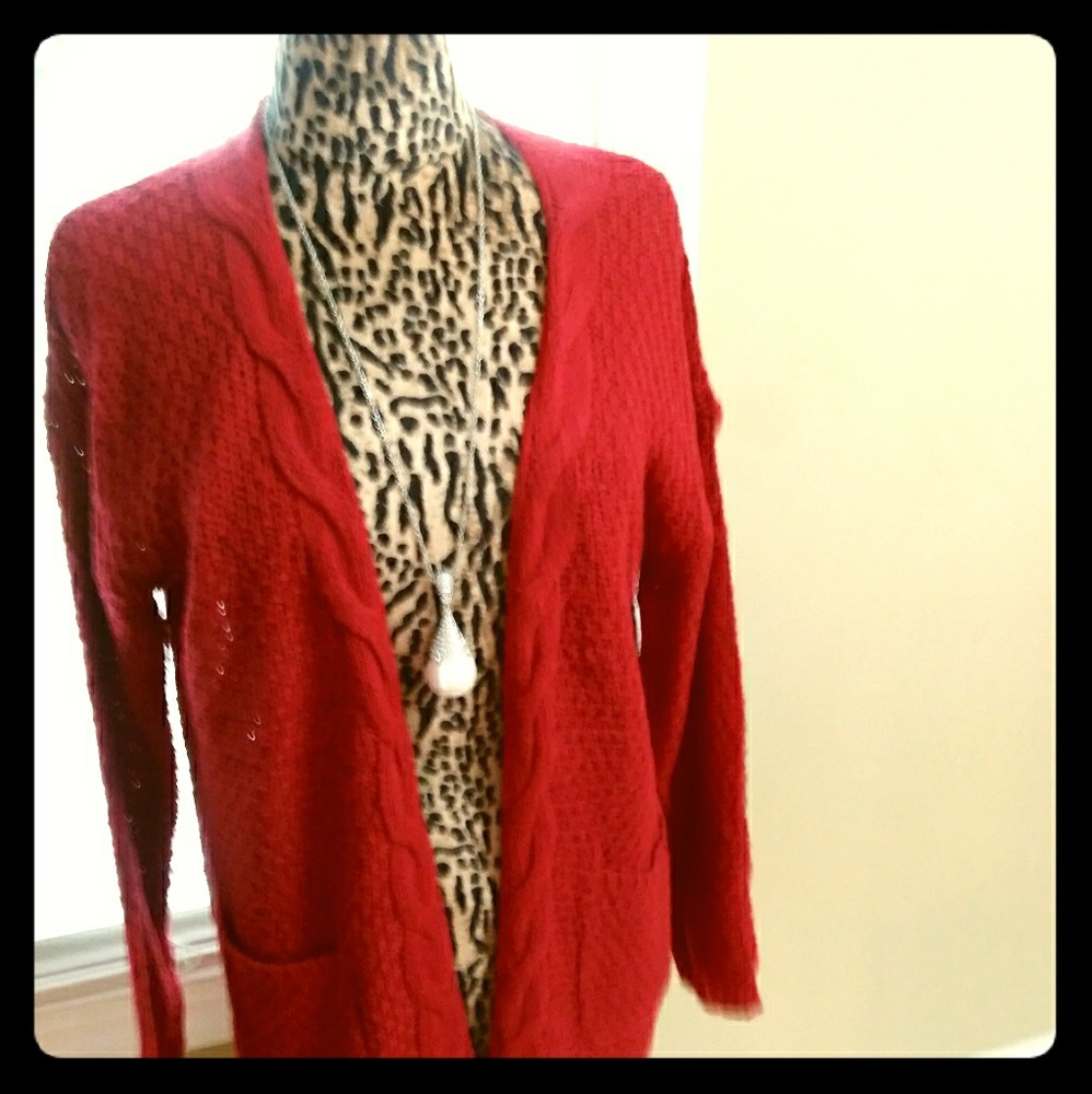 Fortuitous burgundy cardigan sweater Nwot